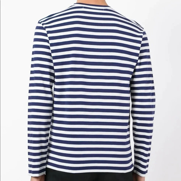 Comme Des Garcos Play  Twin Hart Stripped Long Sleeve Shirt - Picture 8 of 16